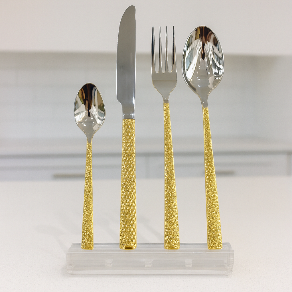 1ca737b3-171d-494c-a14f-36bbf17ba57e 52-Piece ALPEN Cutlery Set – Gold Textured Handle Design - Image 1