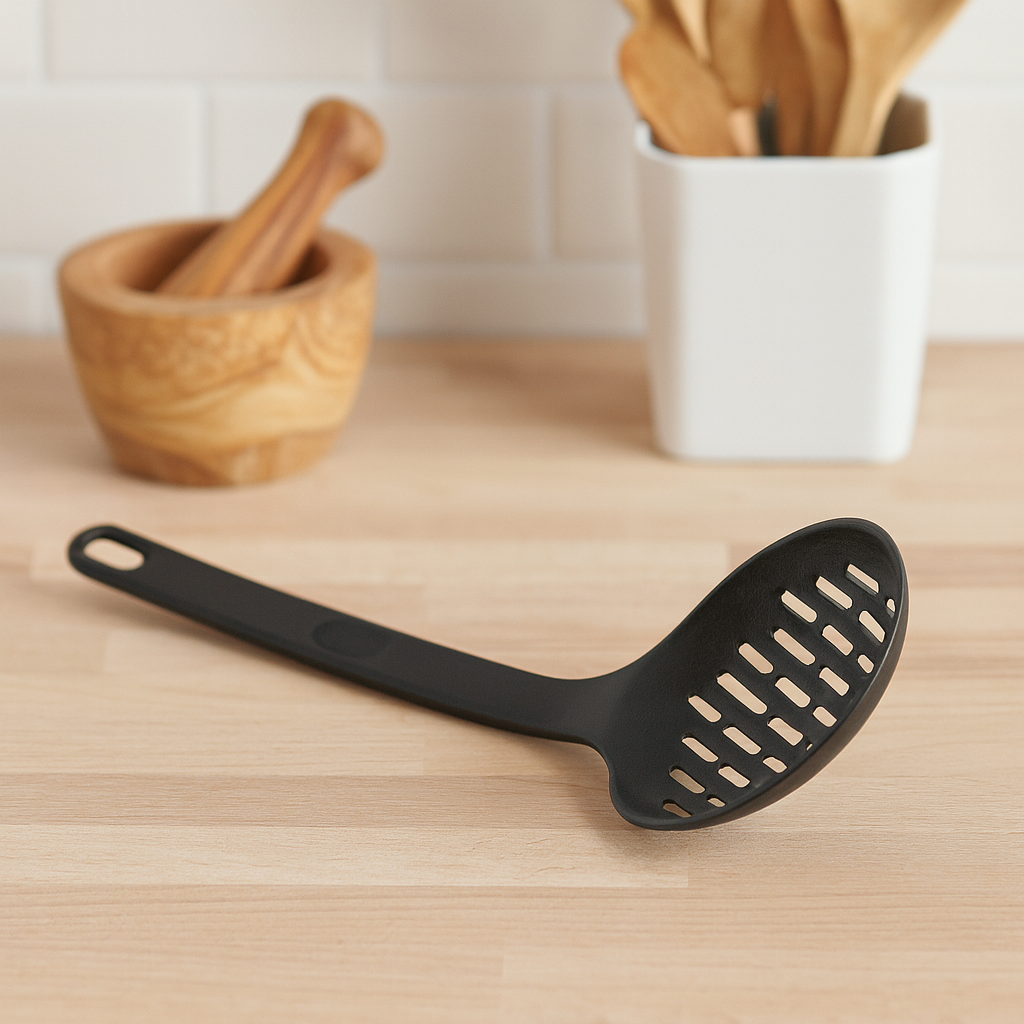 7200815e-aad4-47eb-8346-796437d74fc6 Single Cast 180° Heat-Resistant Straining Spoon for Frying, Boiling & Serving - Image 1